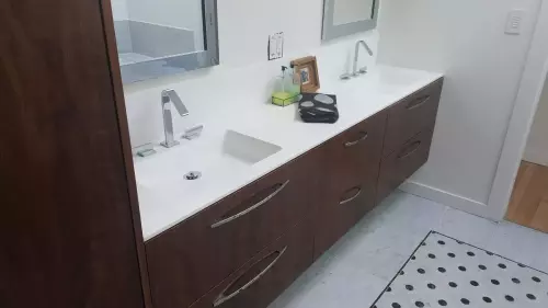 Master vanity with KRION Integrated Solid Surface Sink