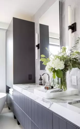 Bathroom vanity in marble