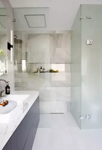 Bathroom vanity in marble