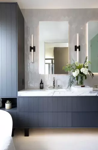 Bathroom vanity in marble
