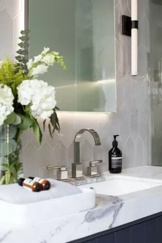 Bathroom vanity in marble